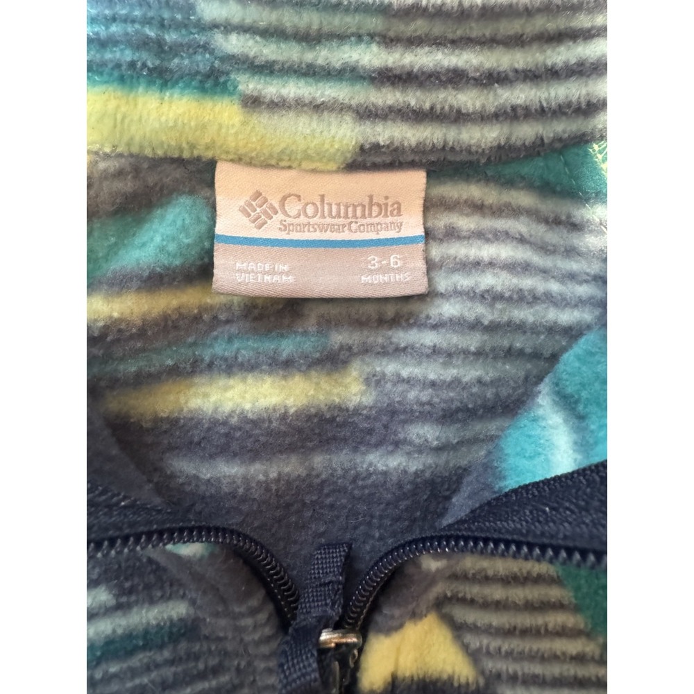 Columbia Baby Boy Unisex‎ Fleece ZipUp Jacket Blue Print Size 3-6 Months - Picture 4 of 4